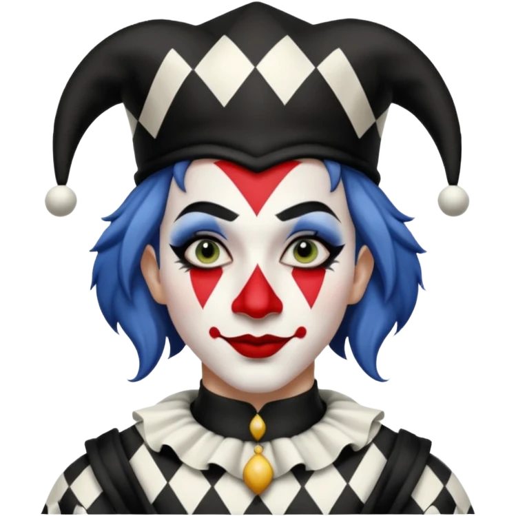 make a black and white jester with white makeup emoji