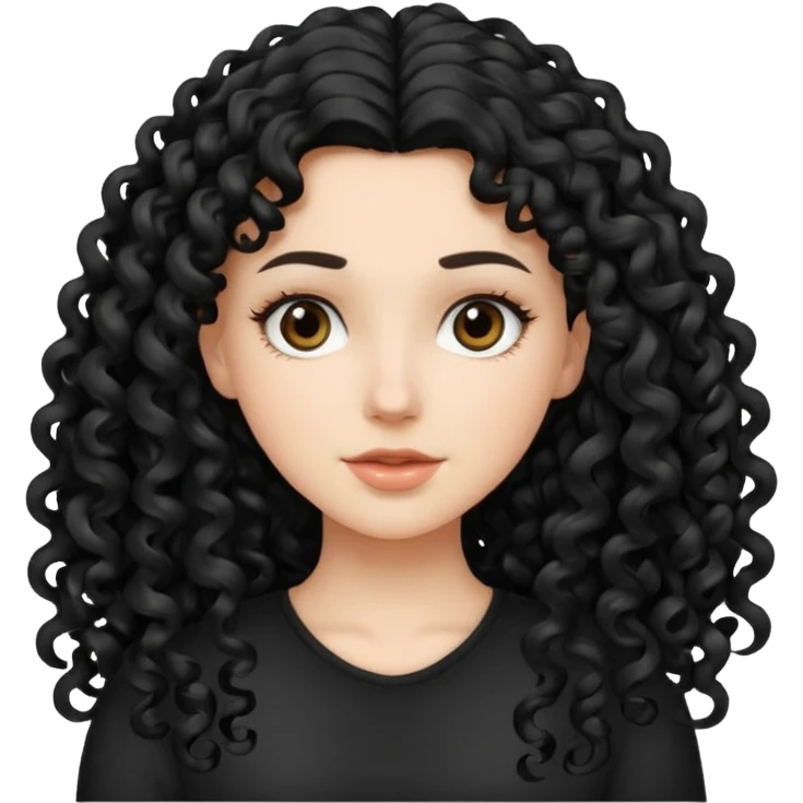 Really white girl with very long black 3a curly hair  emoji