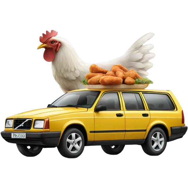 a volvo wagon with chicken wings  emoji