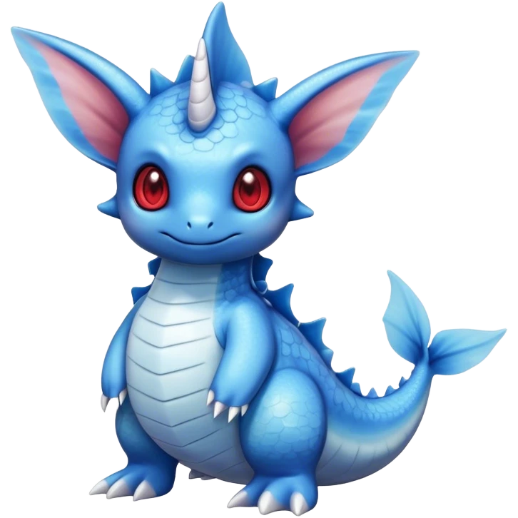 Edgy cool cute adorable Lapras-Vaporeon-creature-hybrid full body, four legs, red eyes,  emoji