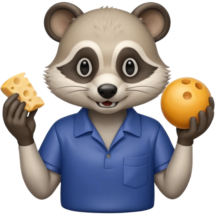 A realistic mad badger bowling while eating cheese sticks emoji