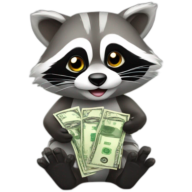 racoon with money in hands emoji