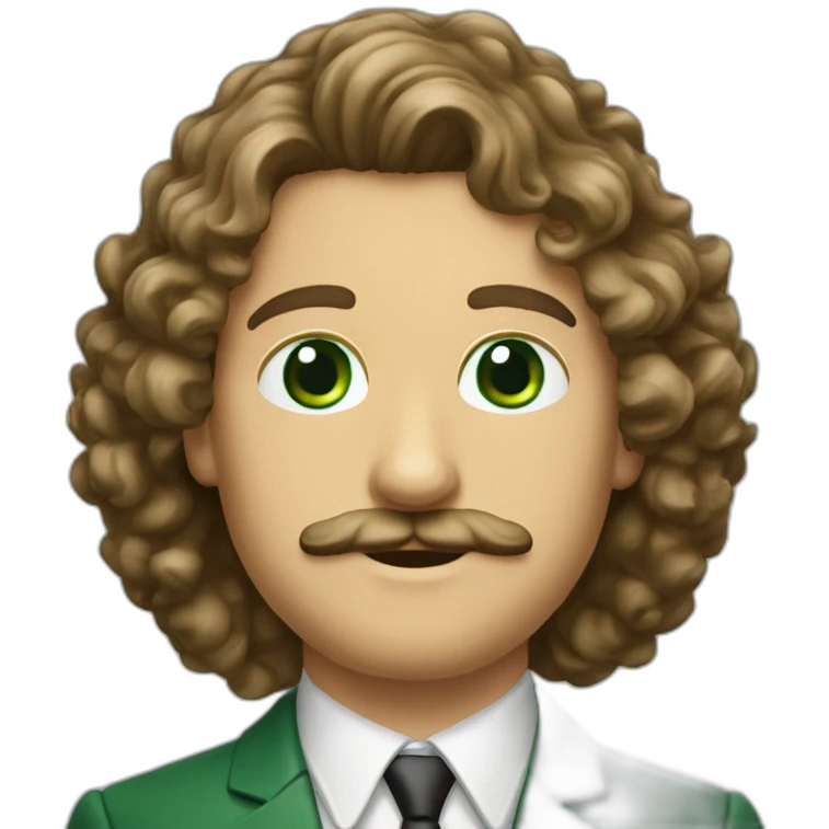 man-young-long-curly-hair-italian-green-eyes-mustache-bank-suit emoji