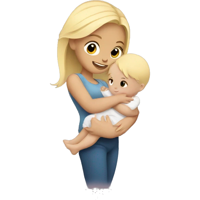 blonde girl holding baby  emoji