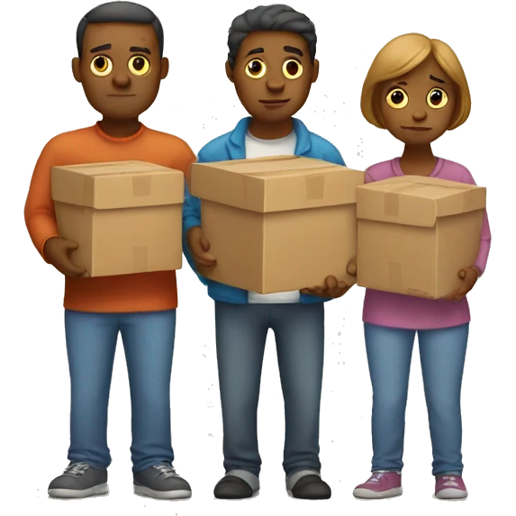 sad family with moving boxes emoji