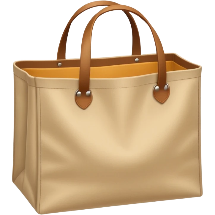 cartoon market bag, do not add stripes and make it empty. Do not add face. Top view emoji