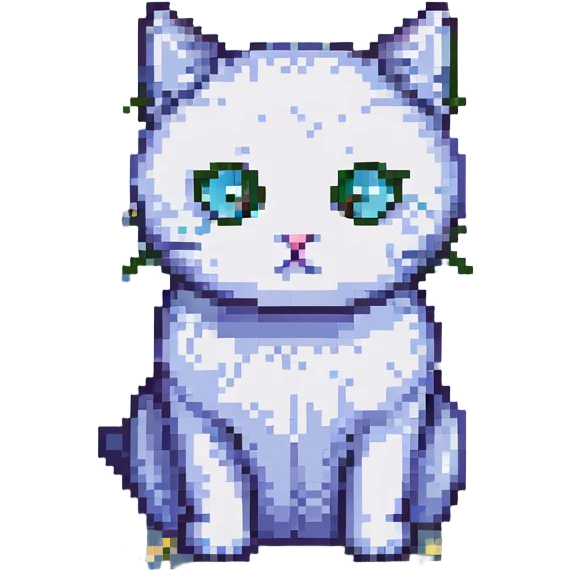 sad cat with a tear, pixel art style emoji
