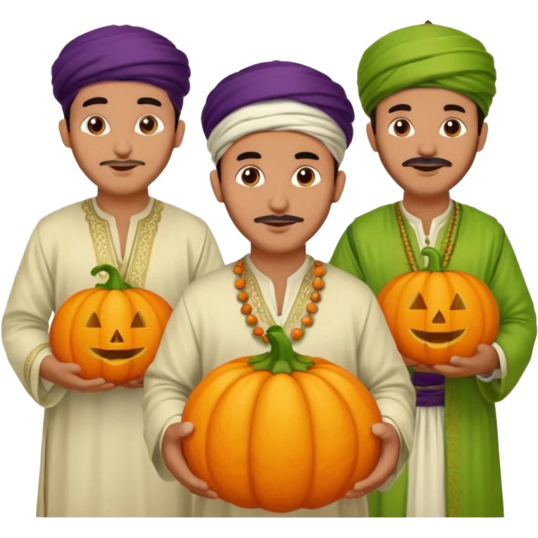 Moroccan men with pumpkin and grapes emoji