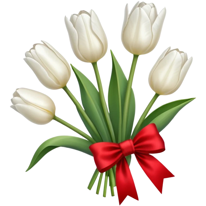 White tulips with a bow emoji