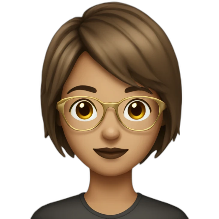 Girl with gold glasses and short brown hair emoji