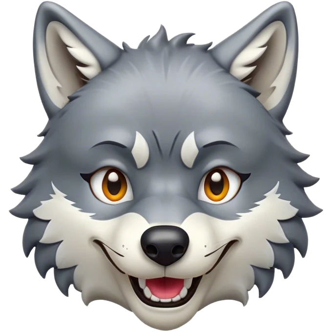 Cinematic Comical Wolf Portrait Emoji, Head tilted dramatically with an exaggeratedly amused expression, featuring a striking grey and white Fur with bold accents and wide, expressive eyes filled with playful disbelief, Simplified yet hilariously expressive features, highly detailed, glowing with a slightly sassy glow, high shine, dramatic yet playful, stylized with an air of cheeky wilderness mischief, bright and endearing, soft glowing outline, capturing the essence of a spirited and over-the-top wolf, so meme-worthy it feels like it could howl its way into internet fame instantly! emoji