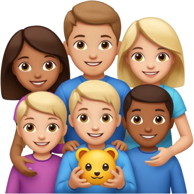 enfants qui partagent un jouet emoji