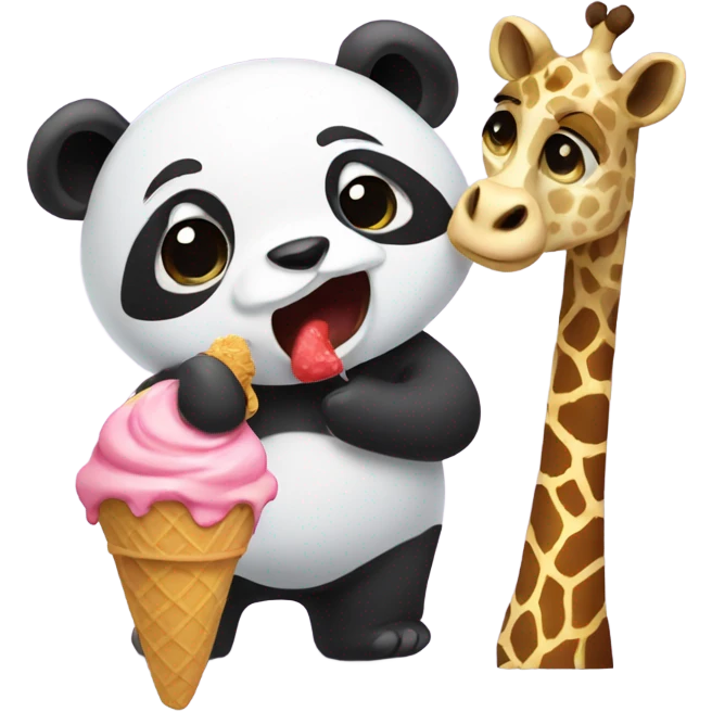 Panda eating ice cream with a giraffe emoji