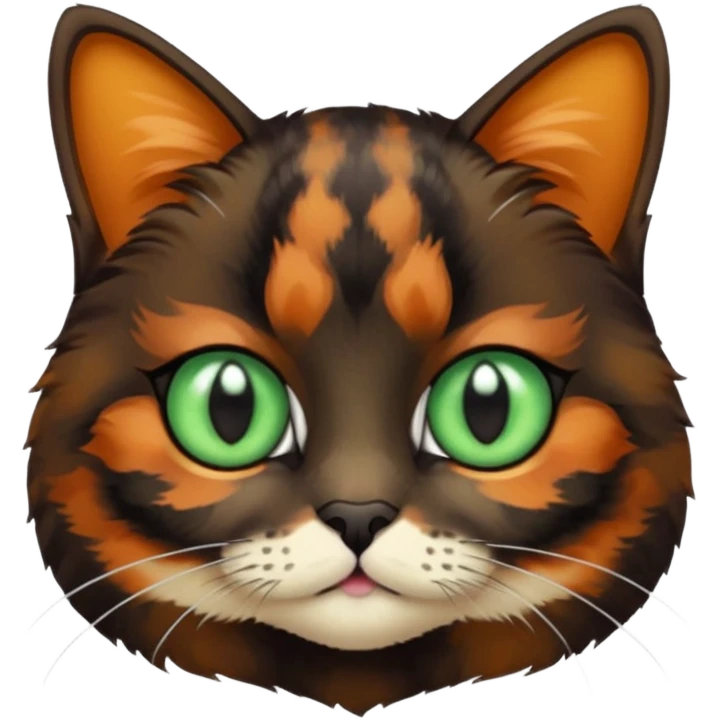 dark tortoiseshell cat pastel green eyes emoji