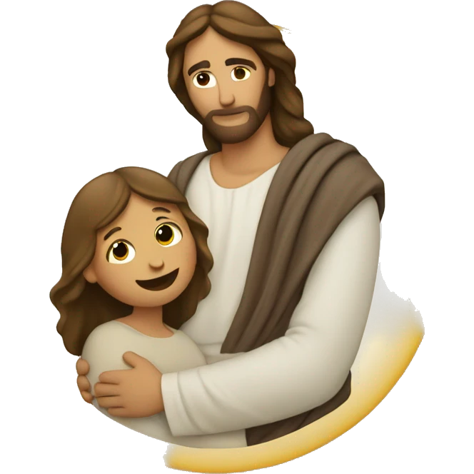 Jesus Christ hugging woman emoji