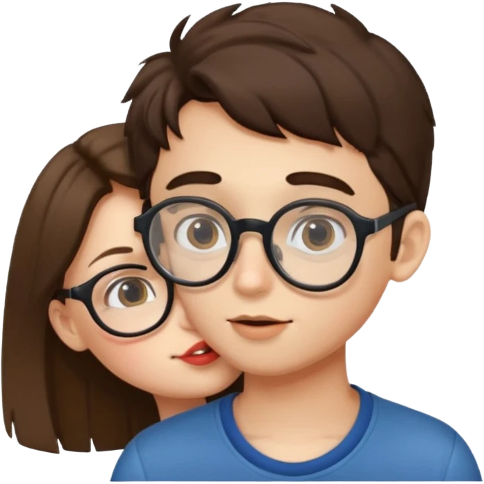boy with spects kissing a girl emoji
