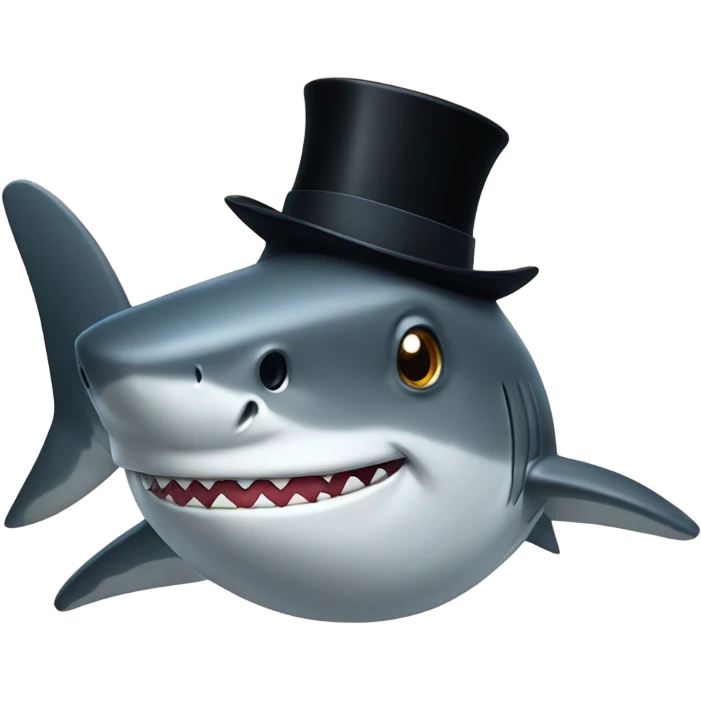 Shark with a top hat emoji
