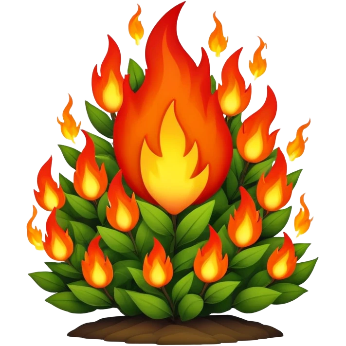 Bush with red and orange fire flames emoji
