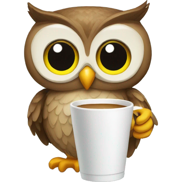 Owl holding cup emoji