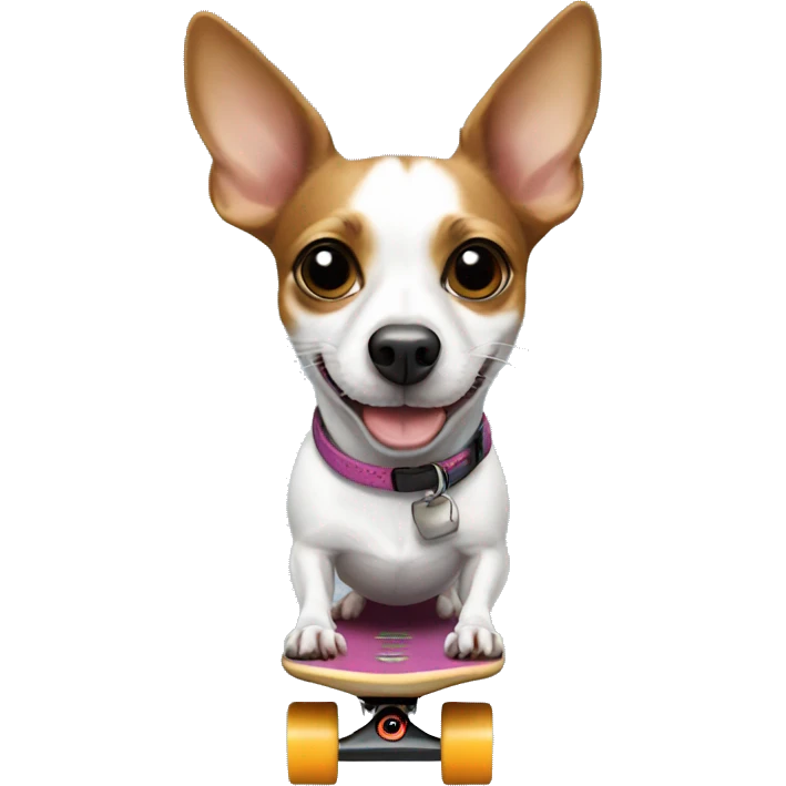 Rat terrier on a skateboard  emoji