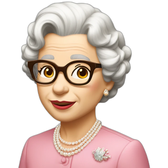Elisabeth II Kiss jose (hair Brown y glasses) emoji