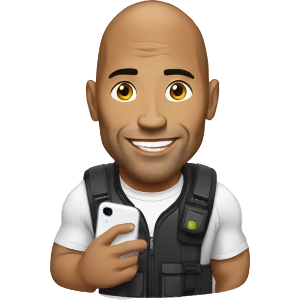 the rock with a mobile phone emoji
