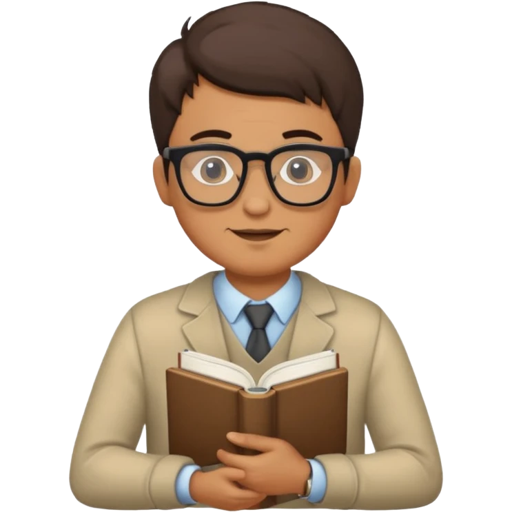 Nerd man wearing glasses with the book and computer emoji