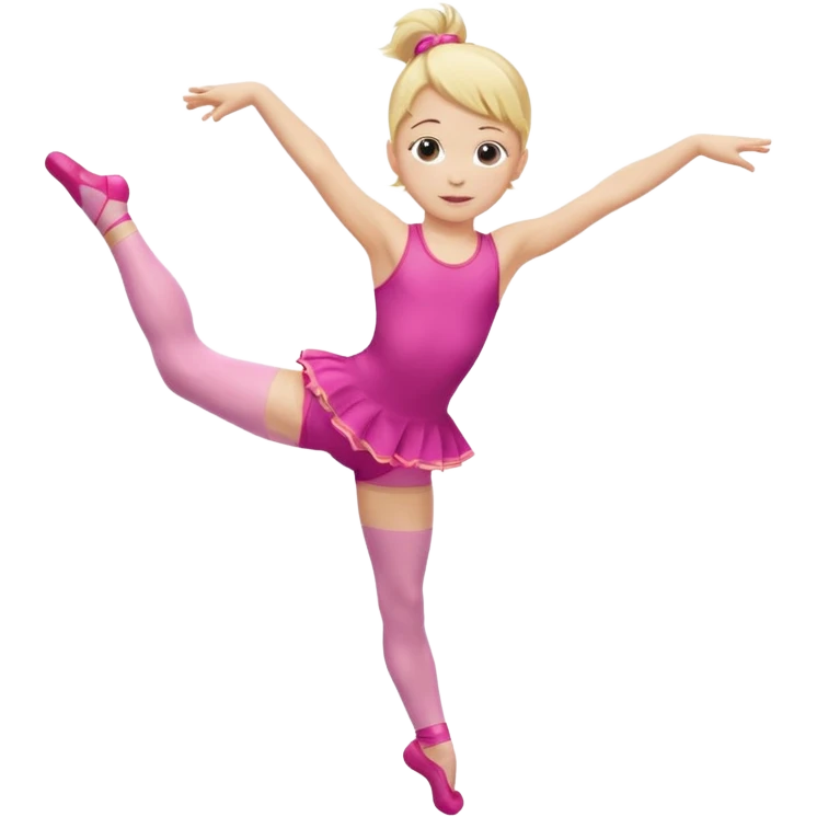 dancer-gymnast child with blonde hair in pink tights leaping emoji