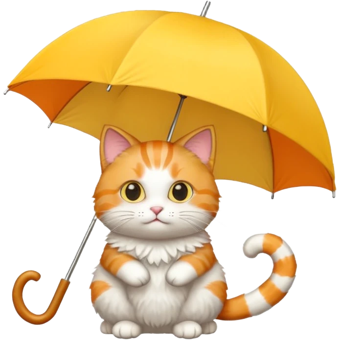 The cat is holding a yellow umbrella. emoji