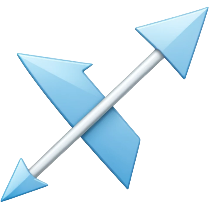 Extremely simplistic white arrow with light blue outline pointing emoji