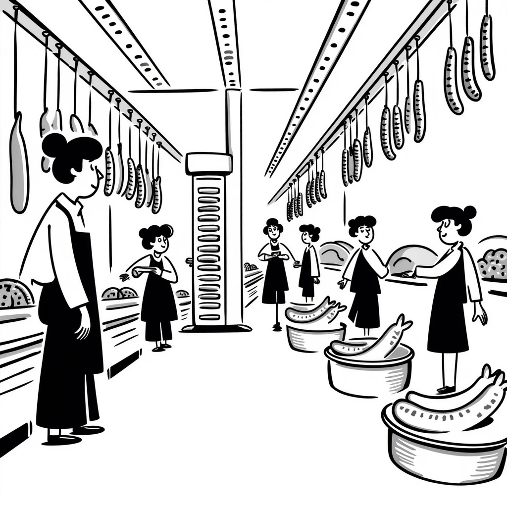 meat processing factory with sausage making machines emoji