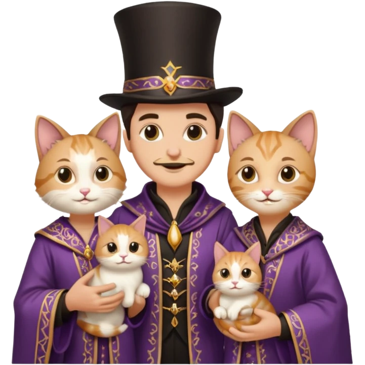 magician couple and their pet cat emoji