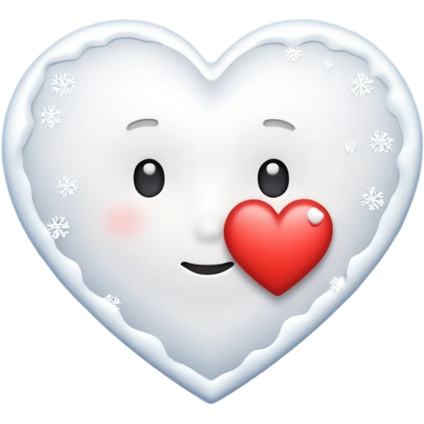 A snowing heart with snow falling around him  emoji