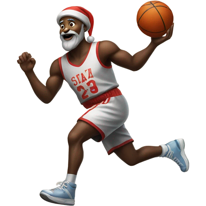 Black Santa playing basketball emoji
