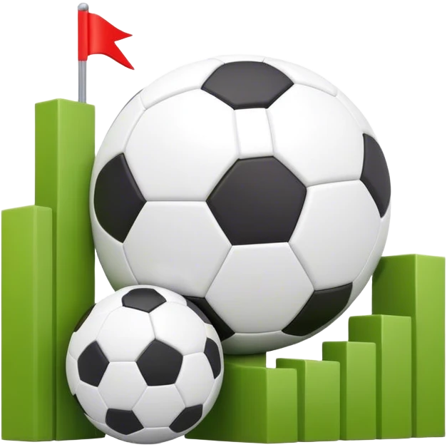 Cinematic realistic 3d growing graph  next to a soccer ball emoji