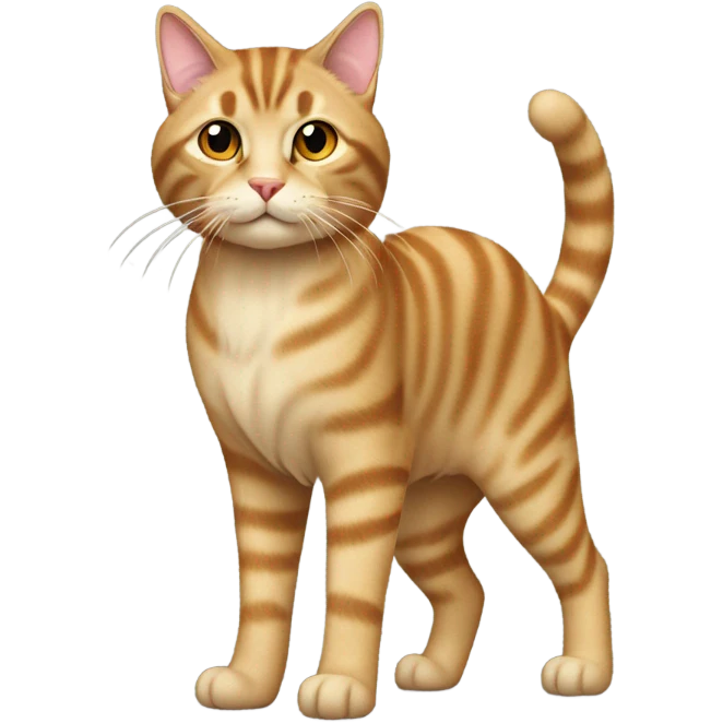 Beige long hair tabby cat full body emoji