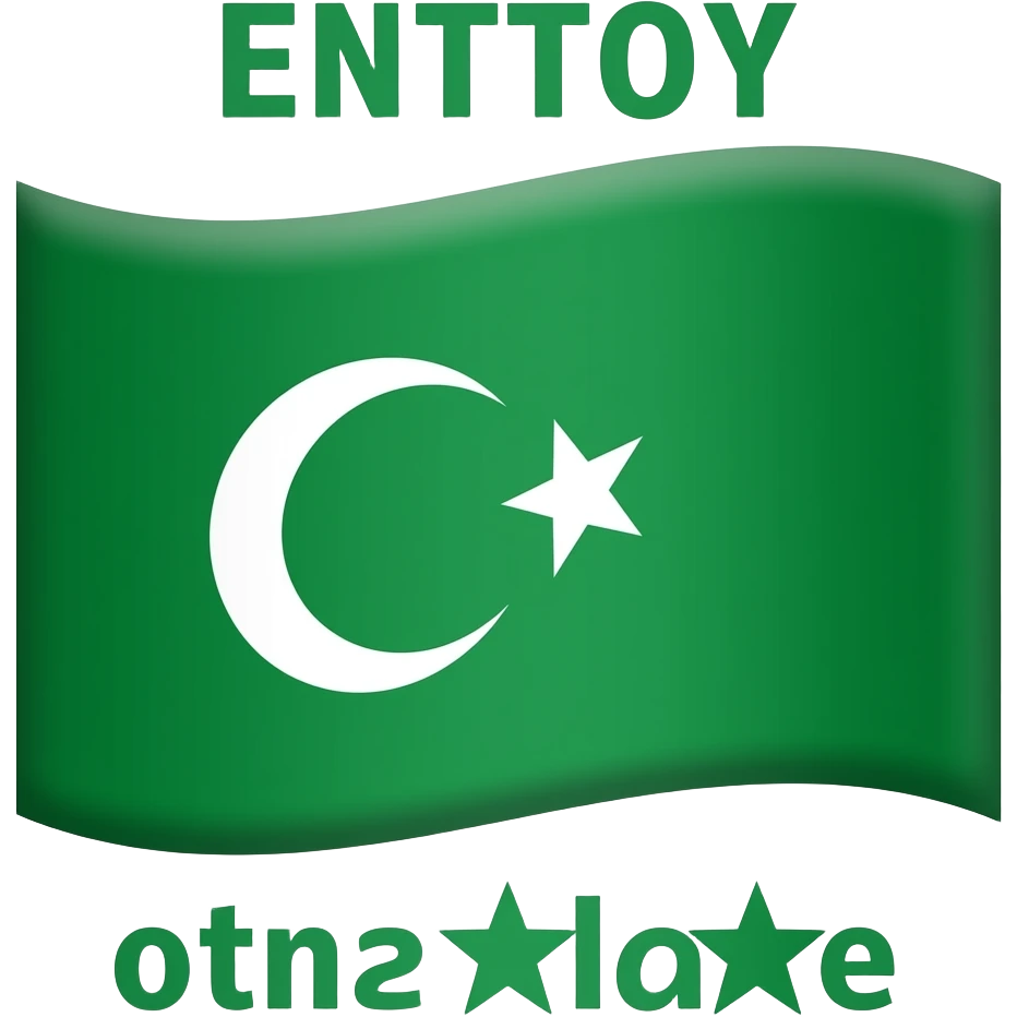 Ottoman Empire green flag with three star and öne hilal emoji