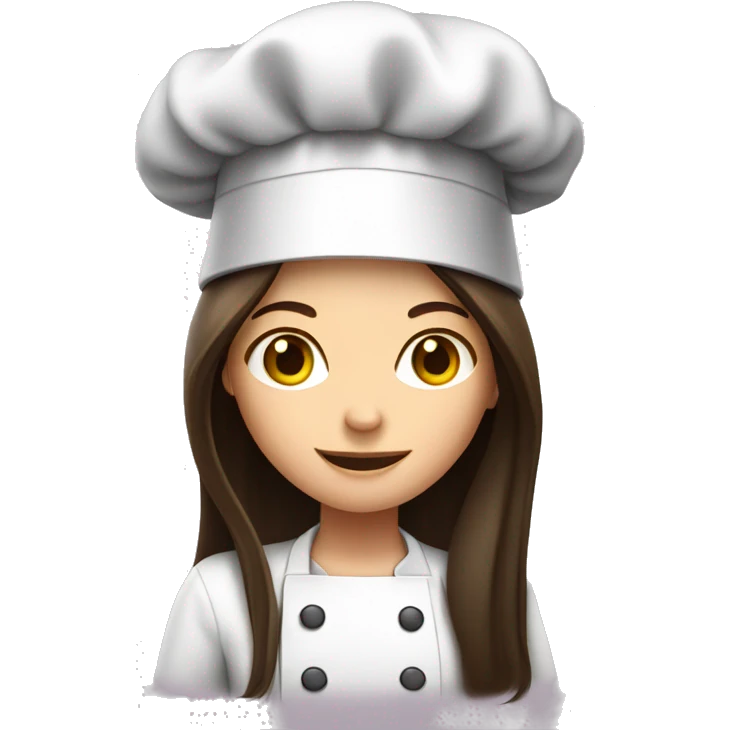 Brunette long straight hair girl in a cook hat cooks food  emoji