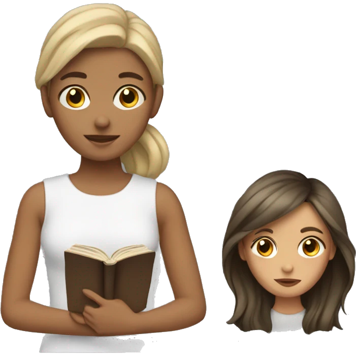 Girl with a book and dark blonde hair emoji
