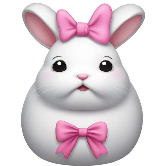 Fat rabbit wearing a pink bow emoji