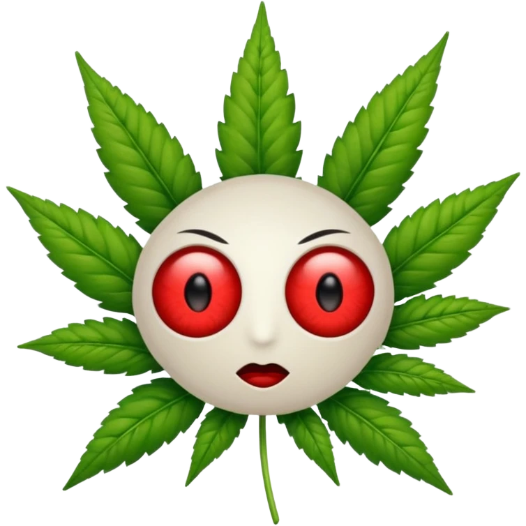 Red eyes emoji with weed emoji
