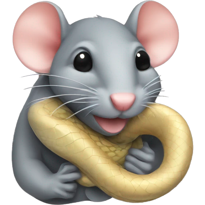 a rat kissing a snake emoji