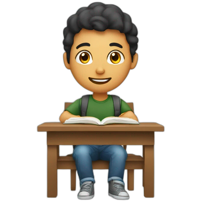 Joven estudiando en la universidad  emoji