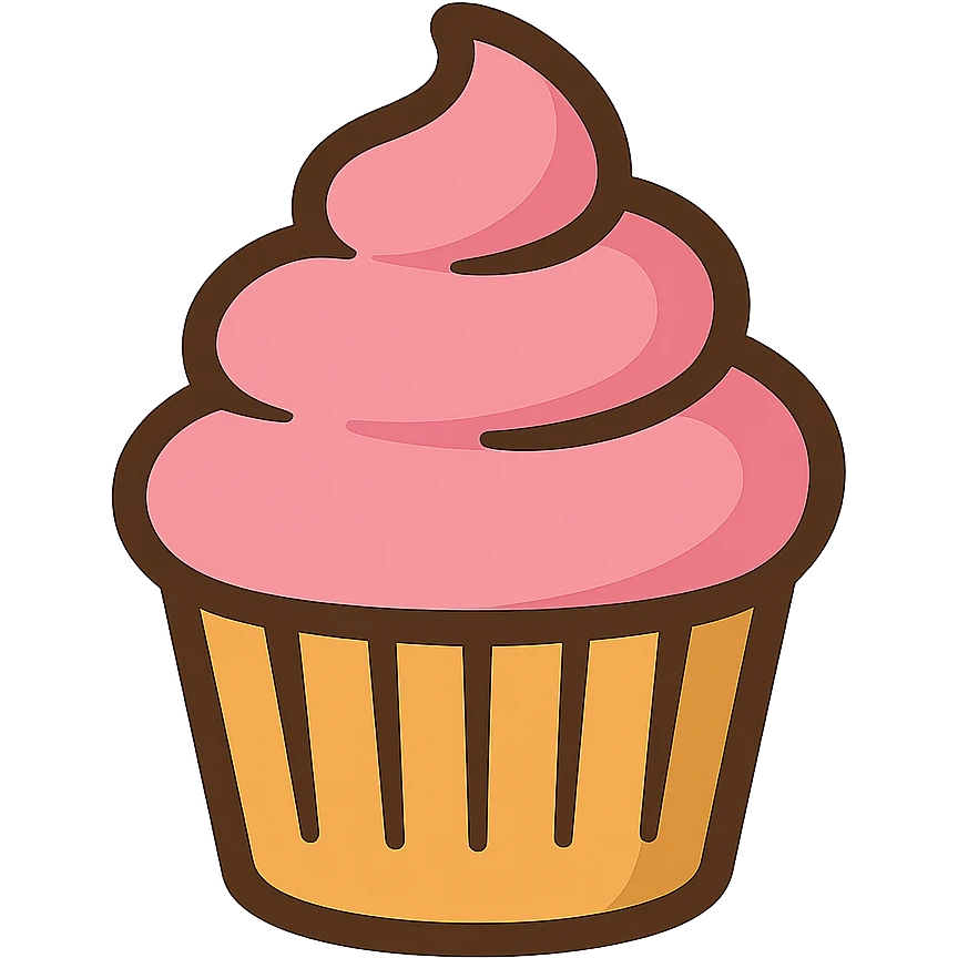 flat toon style cupcake with pink icing emoji