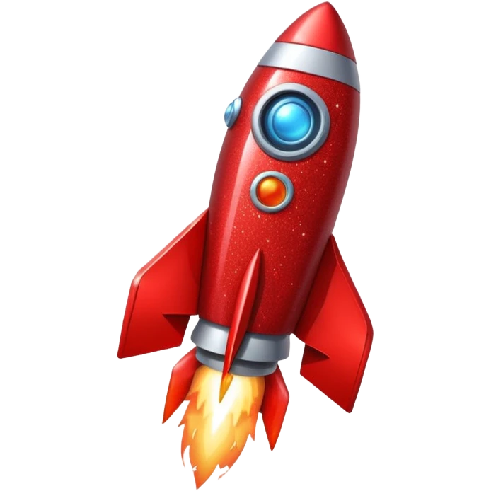 red glitter rocket  emoji
