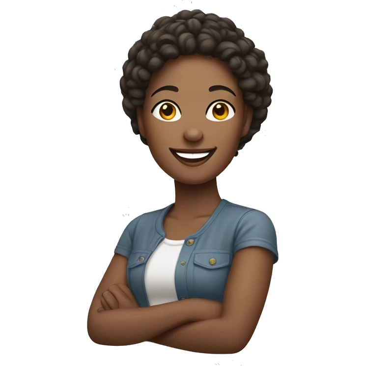 relaxed female outdoors portrait, lighter skin and bigger smile emoji