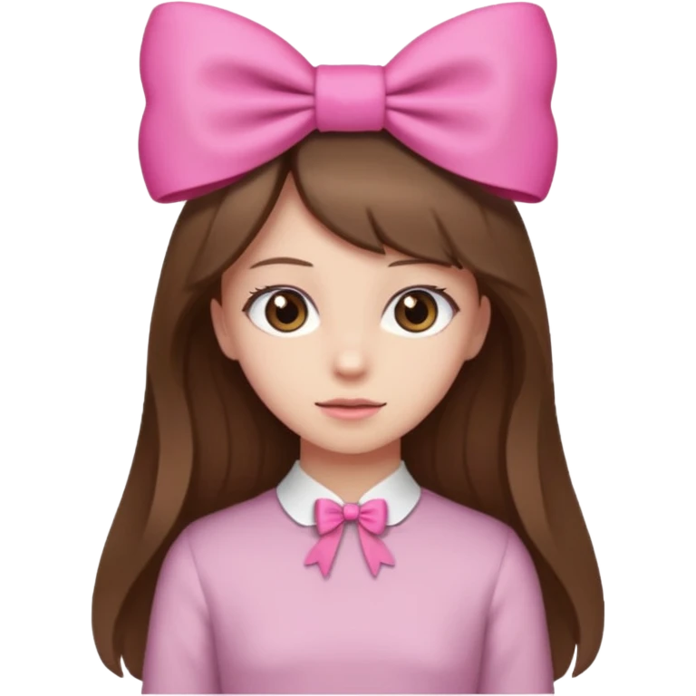 brown open hair from behind with pink bow emoji