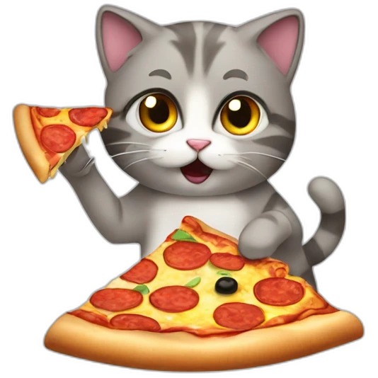 Cat eating pizza emoji