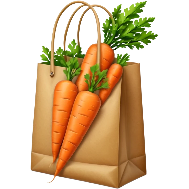 paper shopping bag with carrot. Transparent background emoji