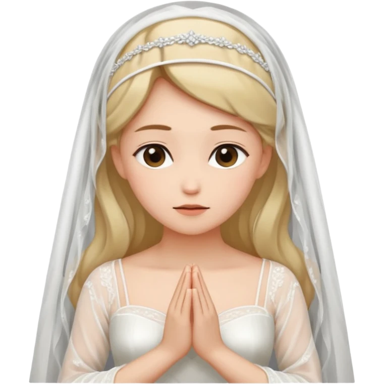 noiva com véu e vestido branco em posição de meditação emoji